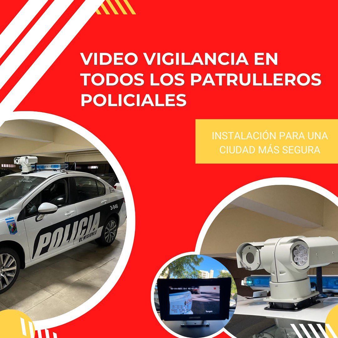 Cámaras de video vigilancia instaladas por CMS en patrulleros de la Policía de Misiones